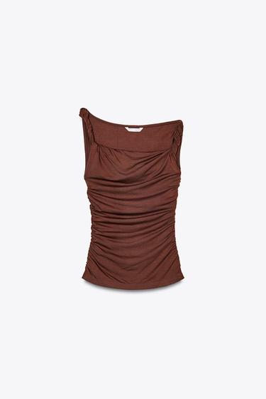 TWISTED STRAP TOP - Chocolate by Zara - Image 5