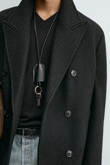 WOOL COAT BOUCLÉ TEXTURE - Black by Zara - Image 6