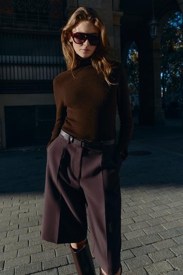 LONG BERMUDA SHORTS WITH BELT - Brown by Zara