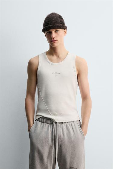 TANK T-SHIRT X SR_A - Oyster-white by Zara - Image 1