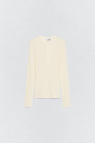 SOSHIOTSUKI X ZARA 베이커 넥 티셔츠 - Zara 크림