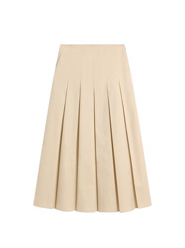 Falda midi tablas algodón - Arena de Zara