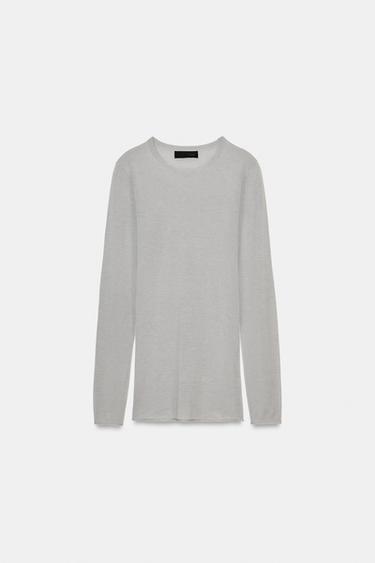 Zara FINE-KNIT WOOL JUMPER - Pearl gray