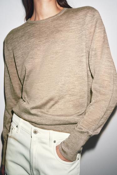 PULL 100 % CACHEMIRE EXTRA-FIN - Beige de Zara