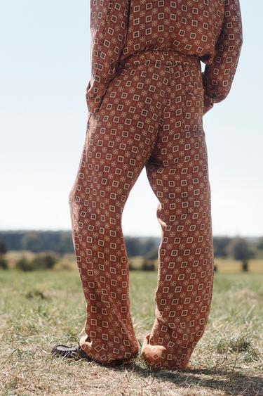 LIMITED EDITION 100% SILK PRINTED TROUSERS - Brick by Zara - Image 5