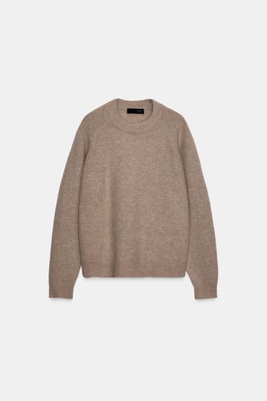 PULL AVEC LAINE ET ALPAGA - Marron / Taupe de Zara