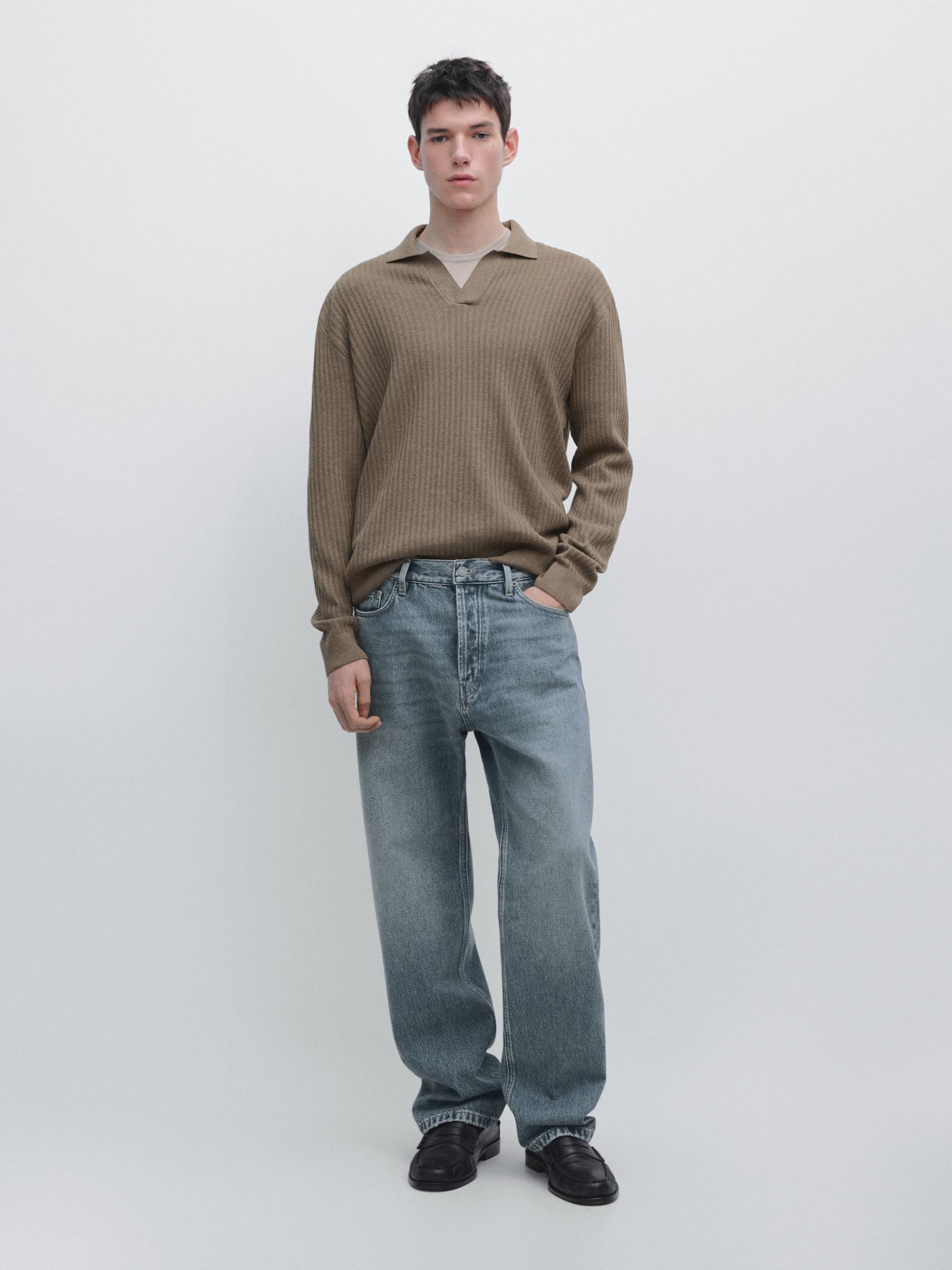 Pull polo en maille de coton mélang