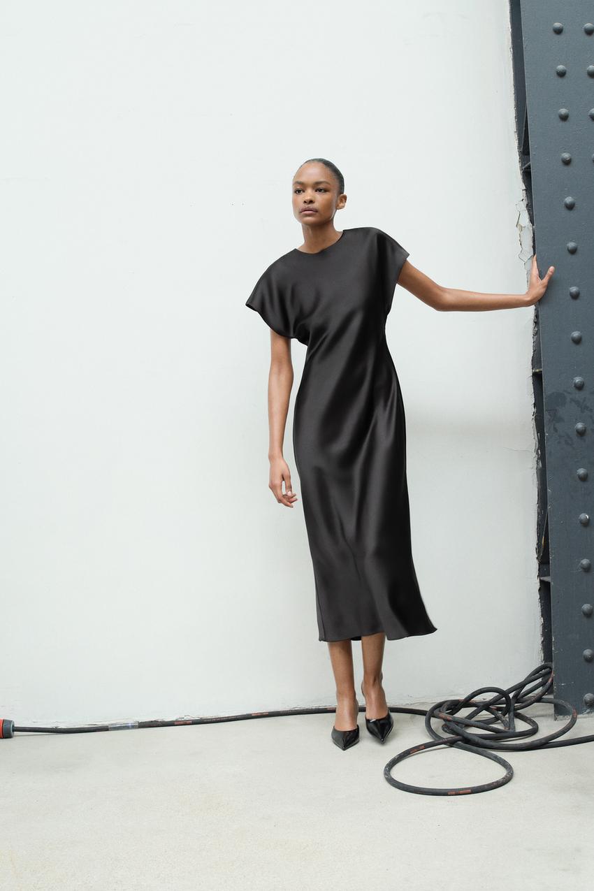 Zara + Satin Effect Midi Dress