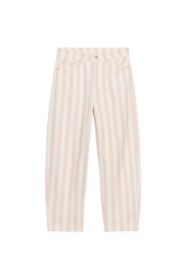 ZW COLLECTION TAPERED MID-WAIST STRIPED JEANS - striped by Zara