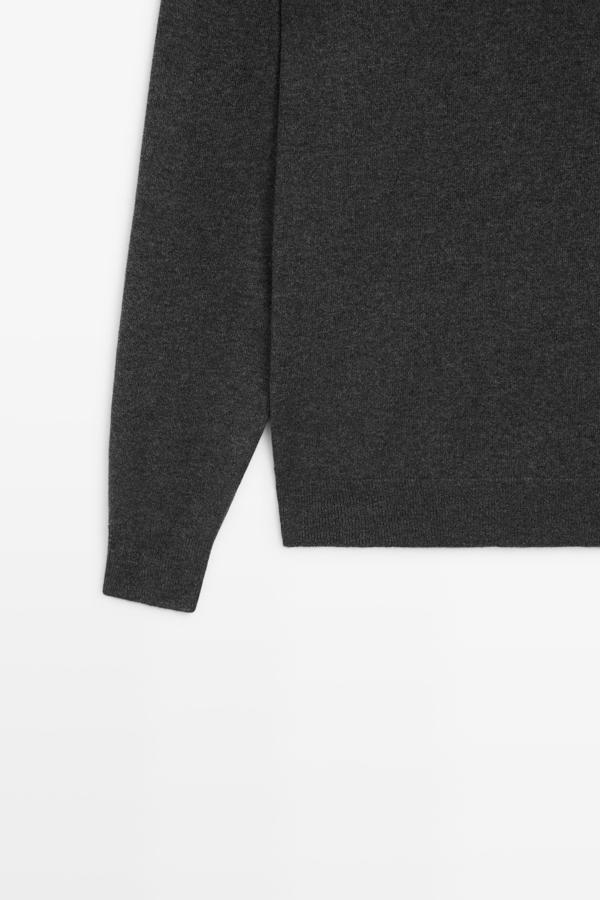 Wool-blend knit henley neck sweater