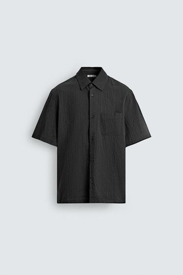 Zara 標準版紋理襯衫 - 黑色 - 圖片 0