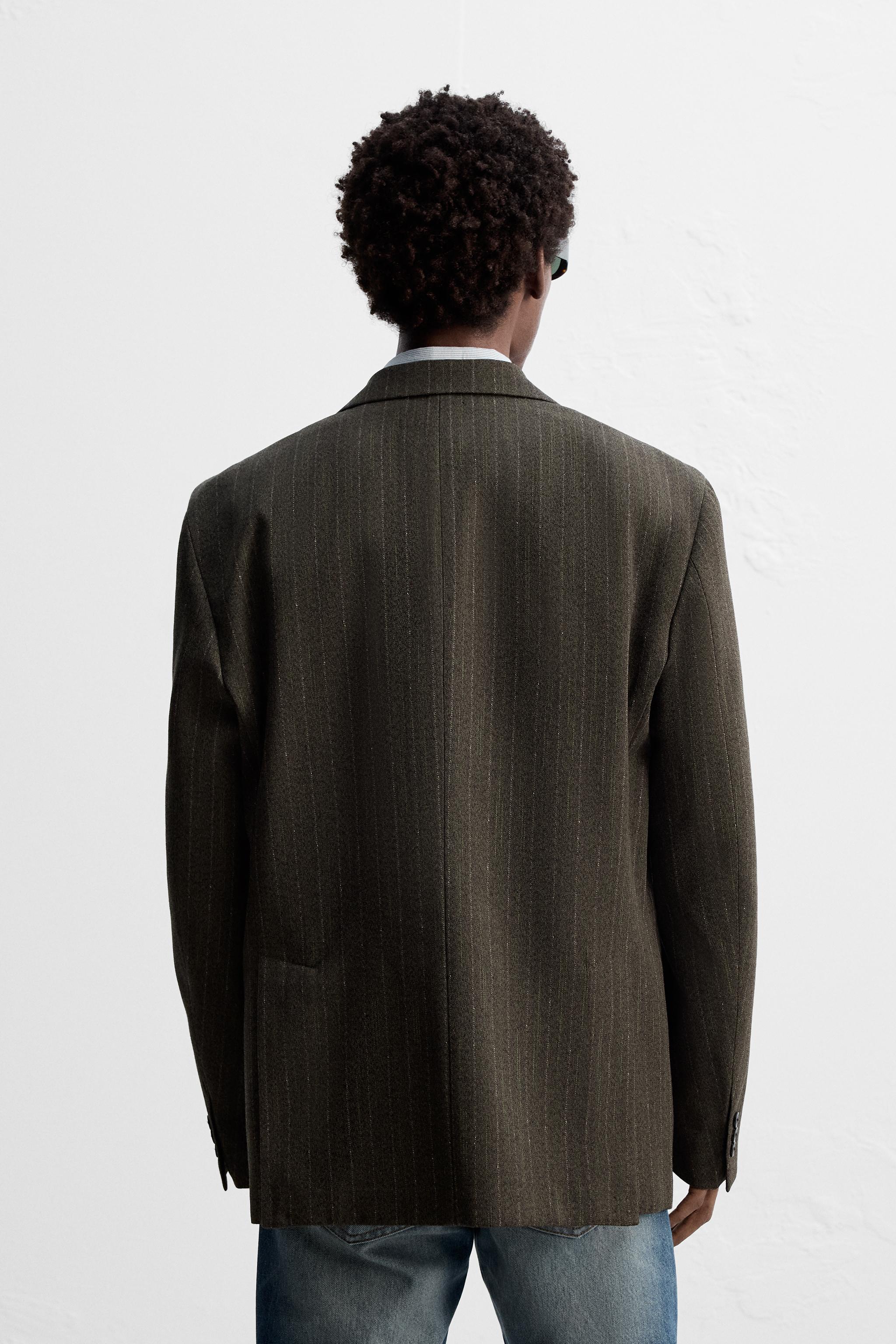 STRIPED TEXTURED BLAZER - Brown / Green | ZARA United States
