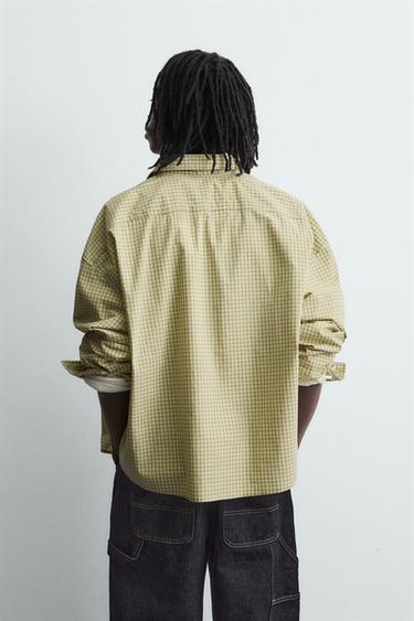 CHEMISE À CARREAUX BRODÉE - Vert clair de Zara - Image 2