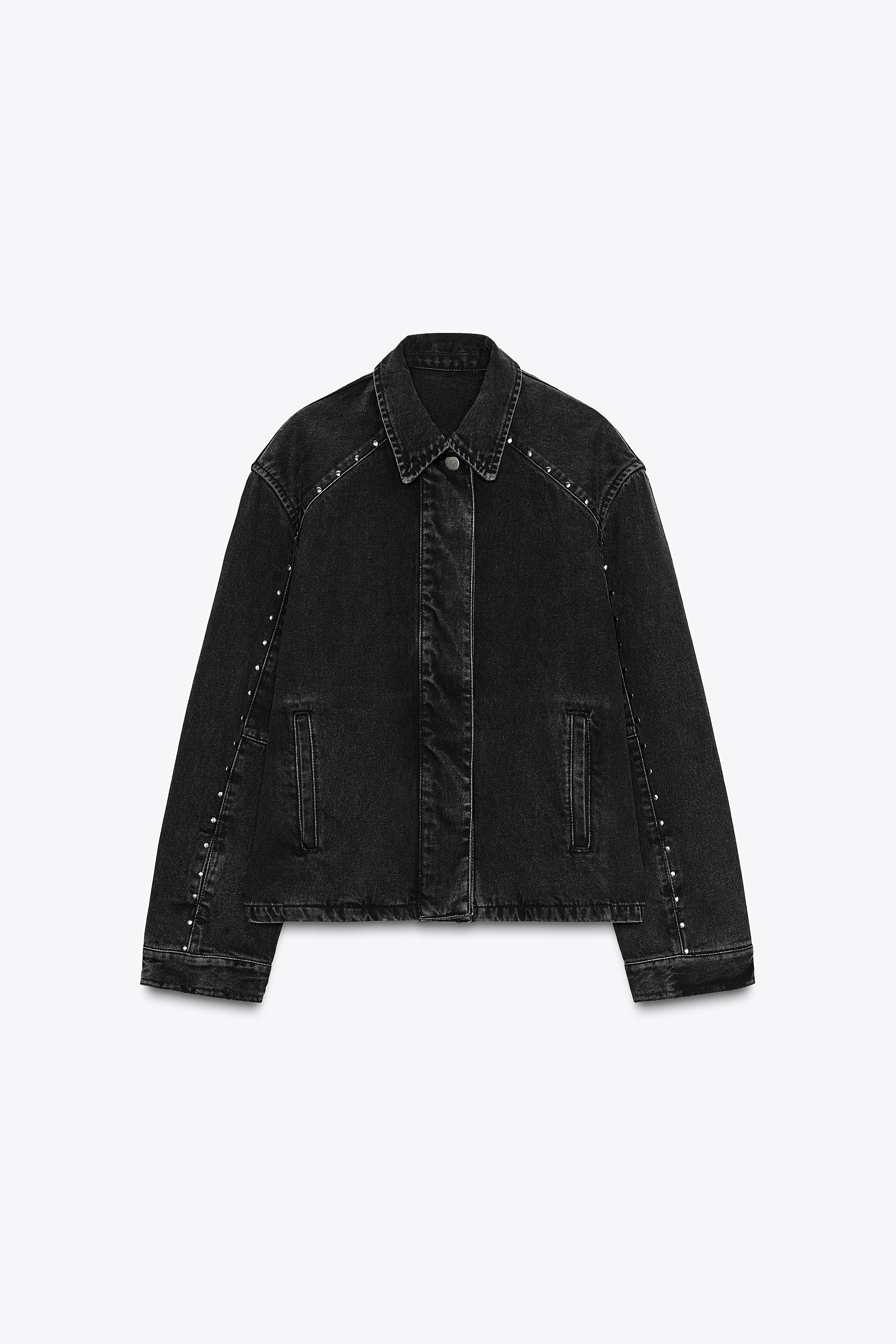 ZW COLLECTION STUDDED DENIM JACKET - Black | ZARA Australia