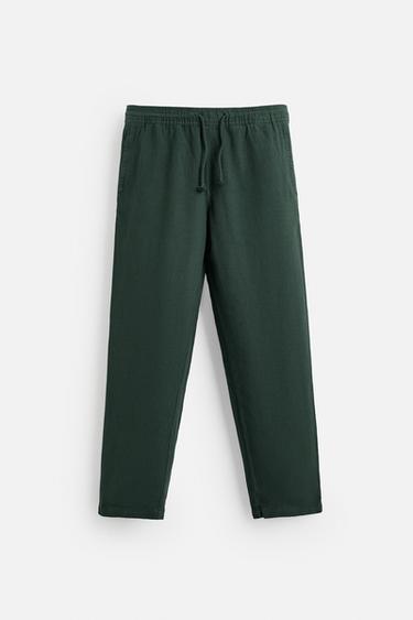 PANTALONI RELAXED FIT TESTURIZZATI - Verde di Zara