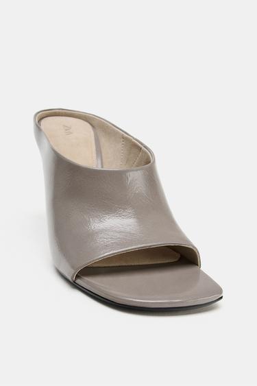 LEATHER HEELED MULES - LIMITED EDITION - Grey by Zara - Image 4