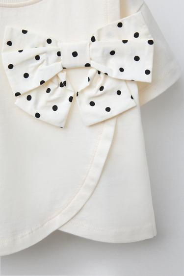 T-SHIRT NŒUD ASSORTI À POIS - Écru de Zara - Image 3