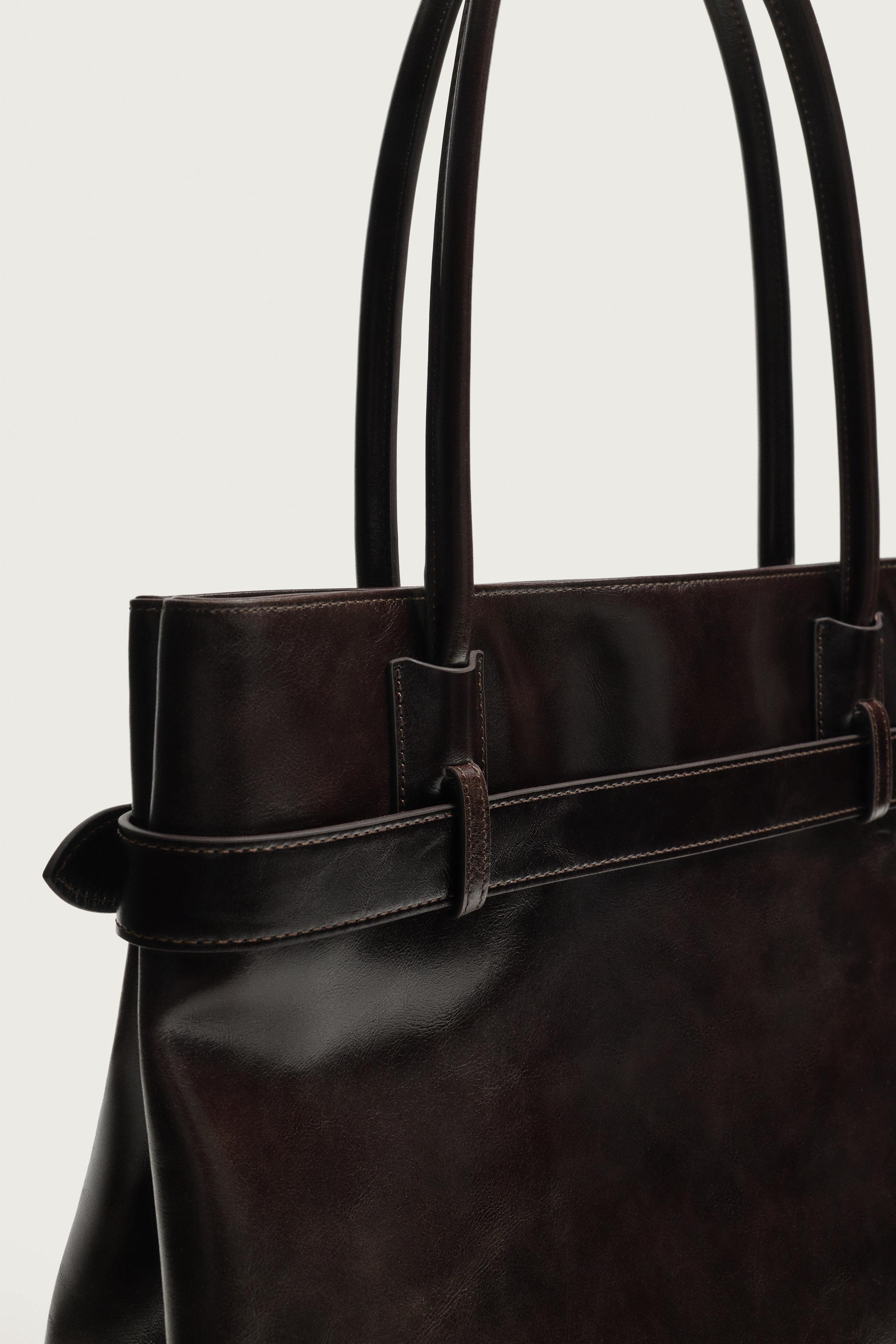 Мужские сумки Zara LEATHER SHOPPER WITH BELT DETAIL — фото 7
