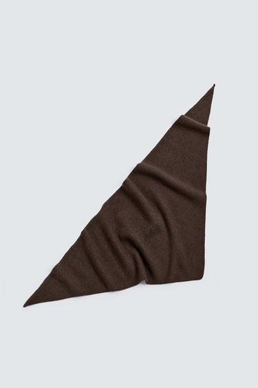 100% WOOL KNITTED BANDANA - Chocolate by Zara