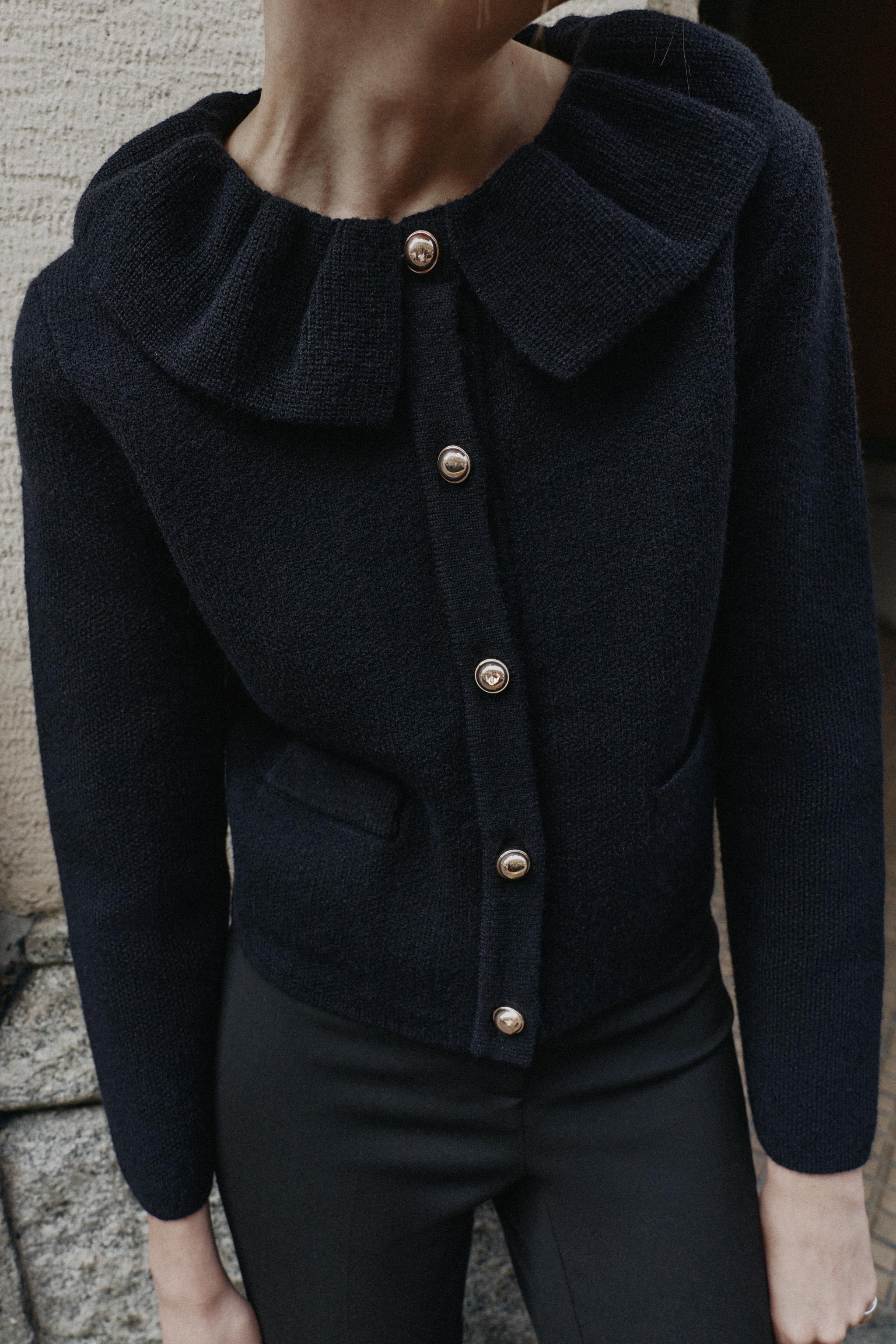 CARDIGAN WITH RUFFLE COLLAR