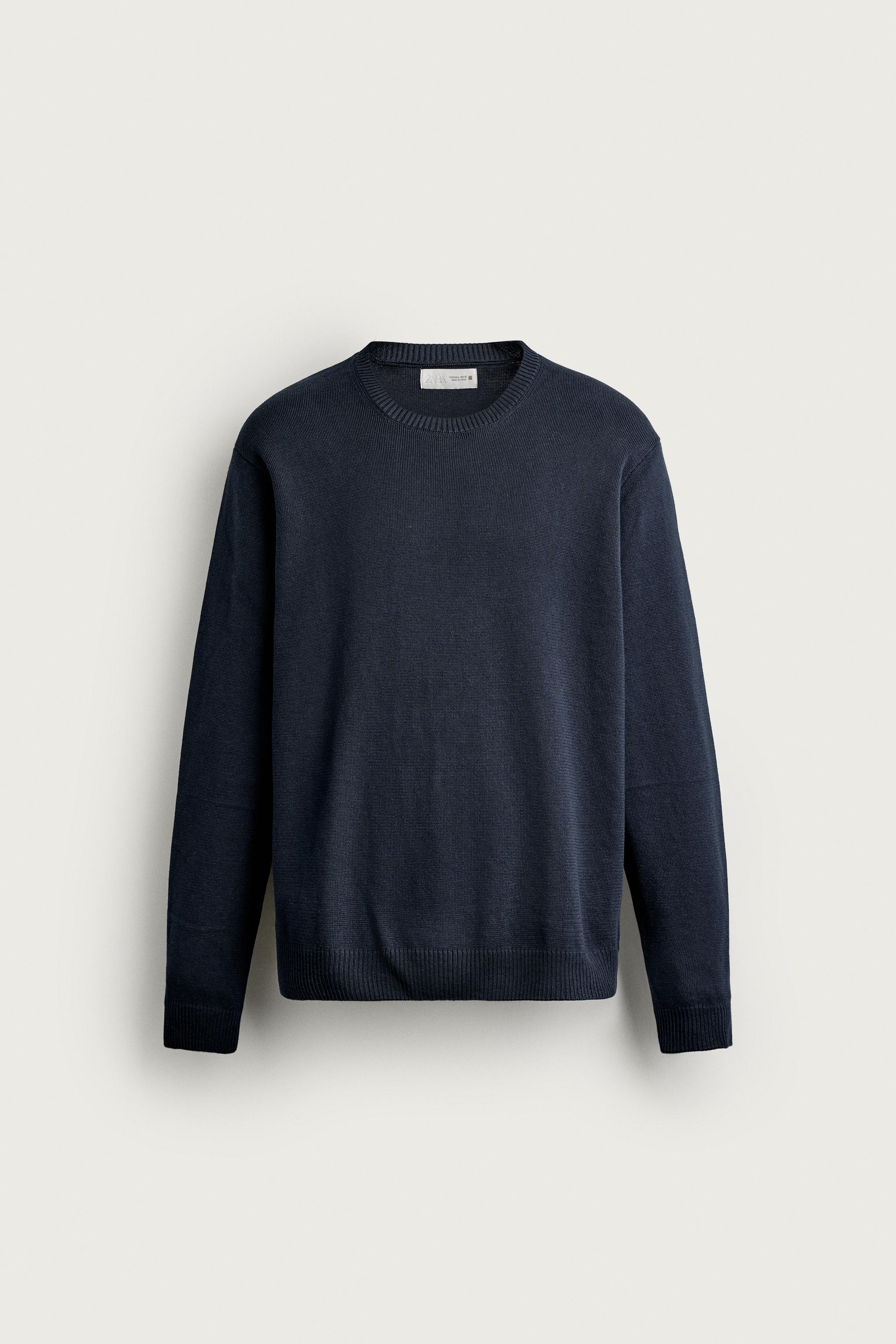 COTTON TEXTURE JUMPER — Navy blue