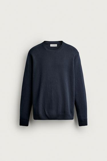 СВИТЕР ИЗ РЕЛЬЕФНОГО ХЛОПКА — МОРСКОЙ СИНИЙ от Zara