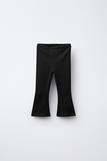 Zara PONTE KNIT FLARE LEGGINGS - Black