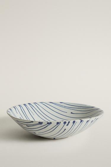 SALADIER FAÏENCE RAYURES - Bleu / Blanc de Zara - Image 0