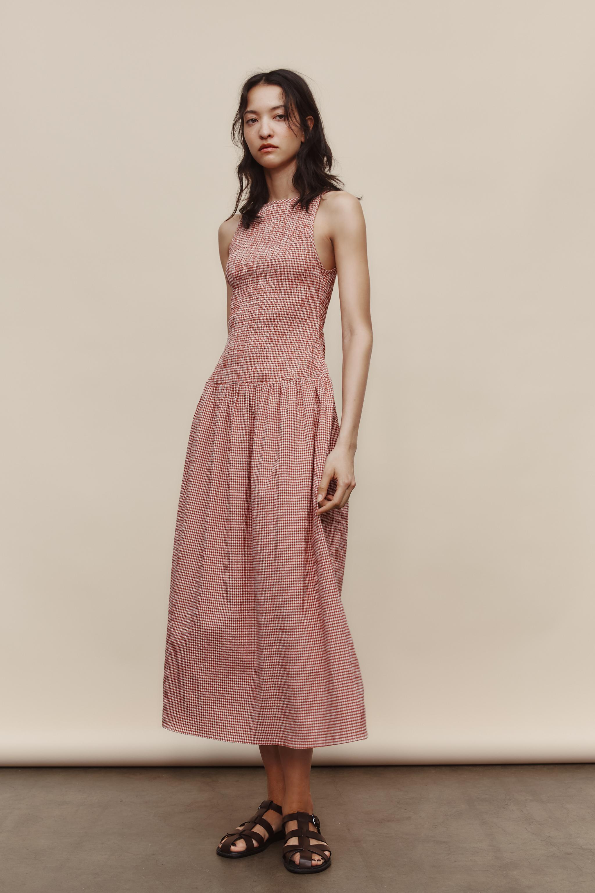 Vestido Rosa Cuadros Vichy Zara Vestido Midi Vestido Vichy Rosa