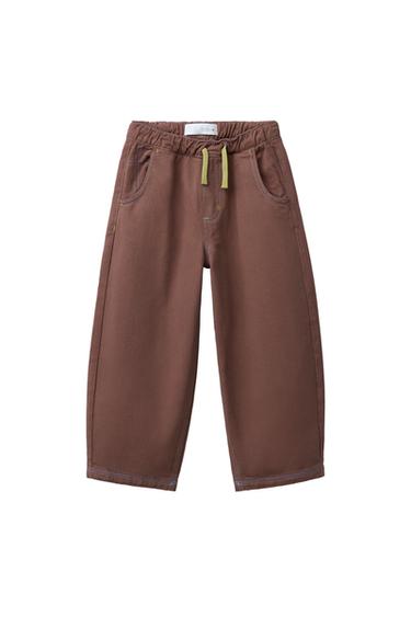 PANTALÓN BALLOON PESPUNTES - Marrón de Zara