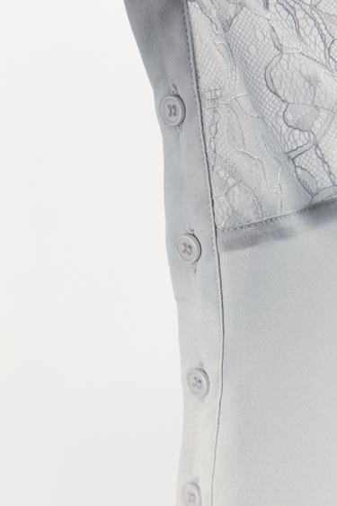 TOP GEORGETTE DENTELLE - Bleu clair de Zara - Image 5
