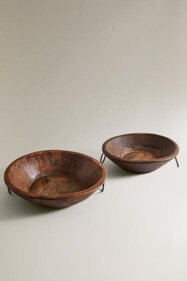 RUSTIC WOODEN SERVING DISH - Light beige by Zara - Image 4
