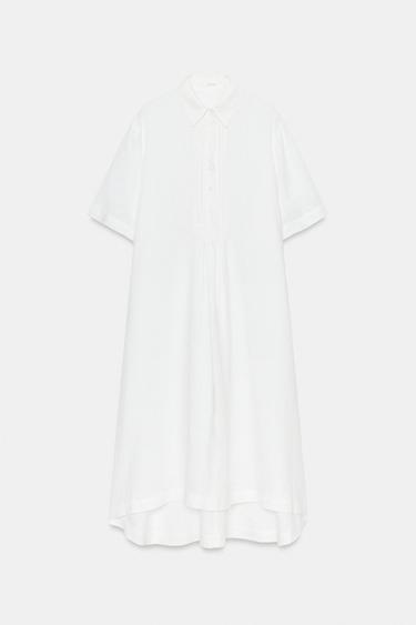 ROBE CHEMISE EN LIN ZW COLLECTION - Blanc de Zara - Image 4