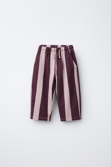 ПРЯМЫЕ БРЮКИ ИЗ МЯГКОЙ ТКАНИ В ПОЛОСКУ — ЛИЛОВЫЙ от Zara