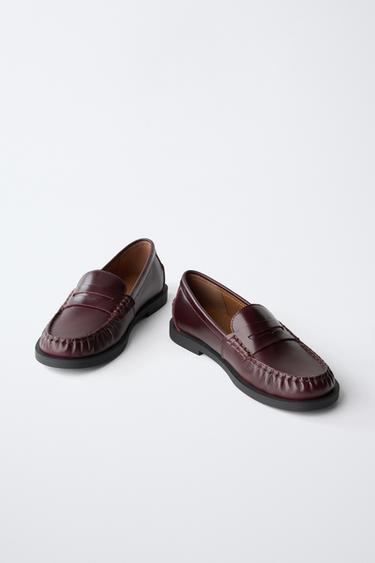 MOCASSINS EN CUIR - Bordeaux de Zara - Image 3