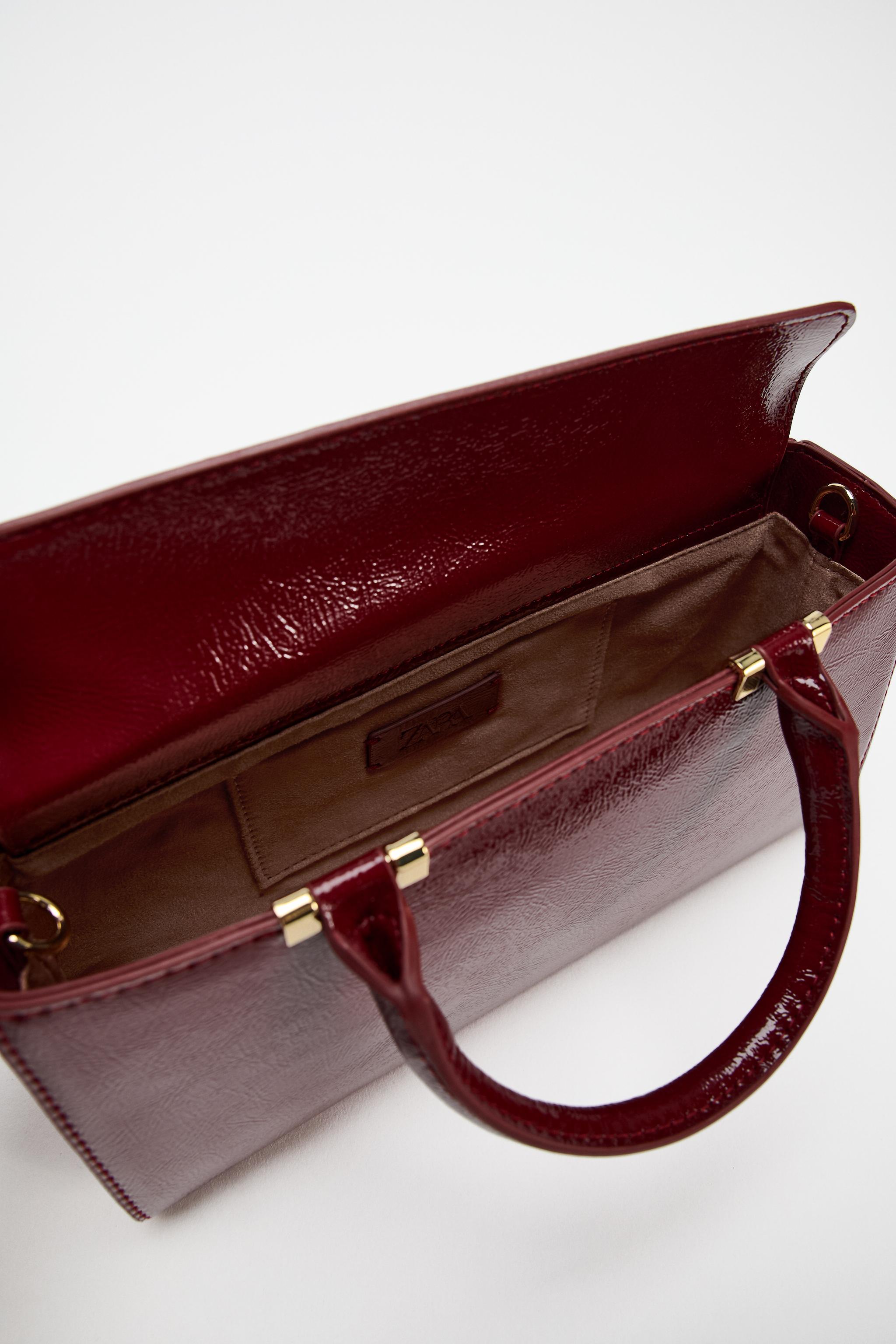 TEXTURED HANDBAG - Burgundy Red | ZARA United States