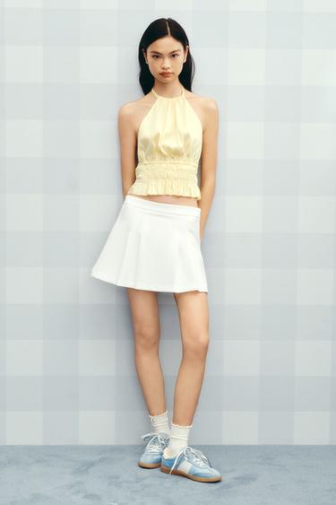 HALTER CROP TOP - Yellow by Zara