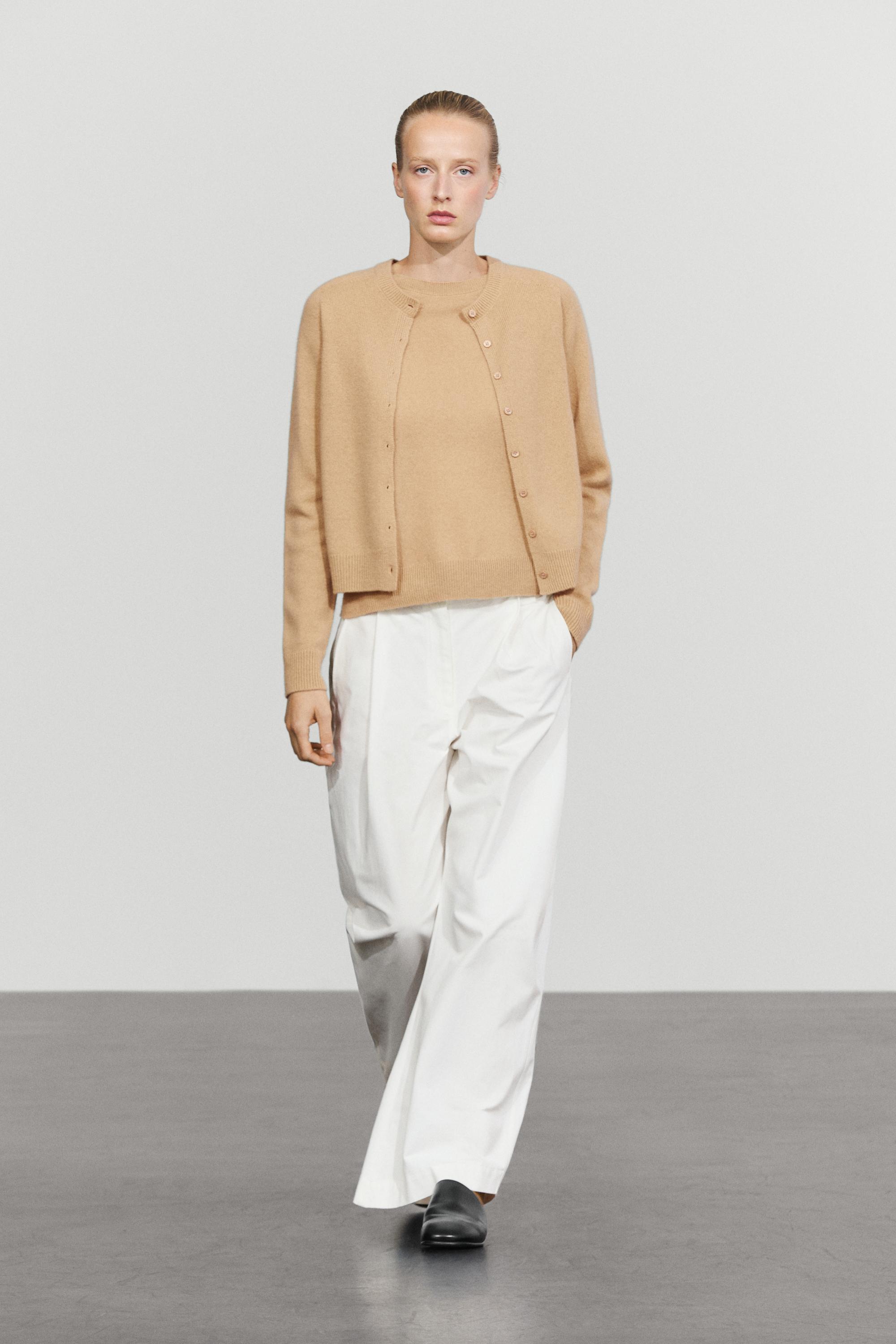 100% cashmere cropped knit cardigan