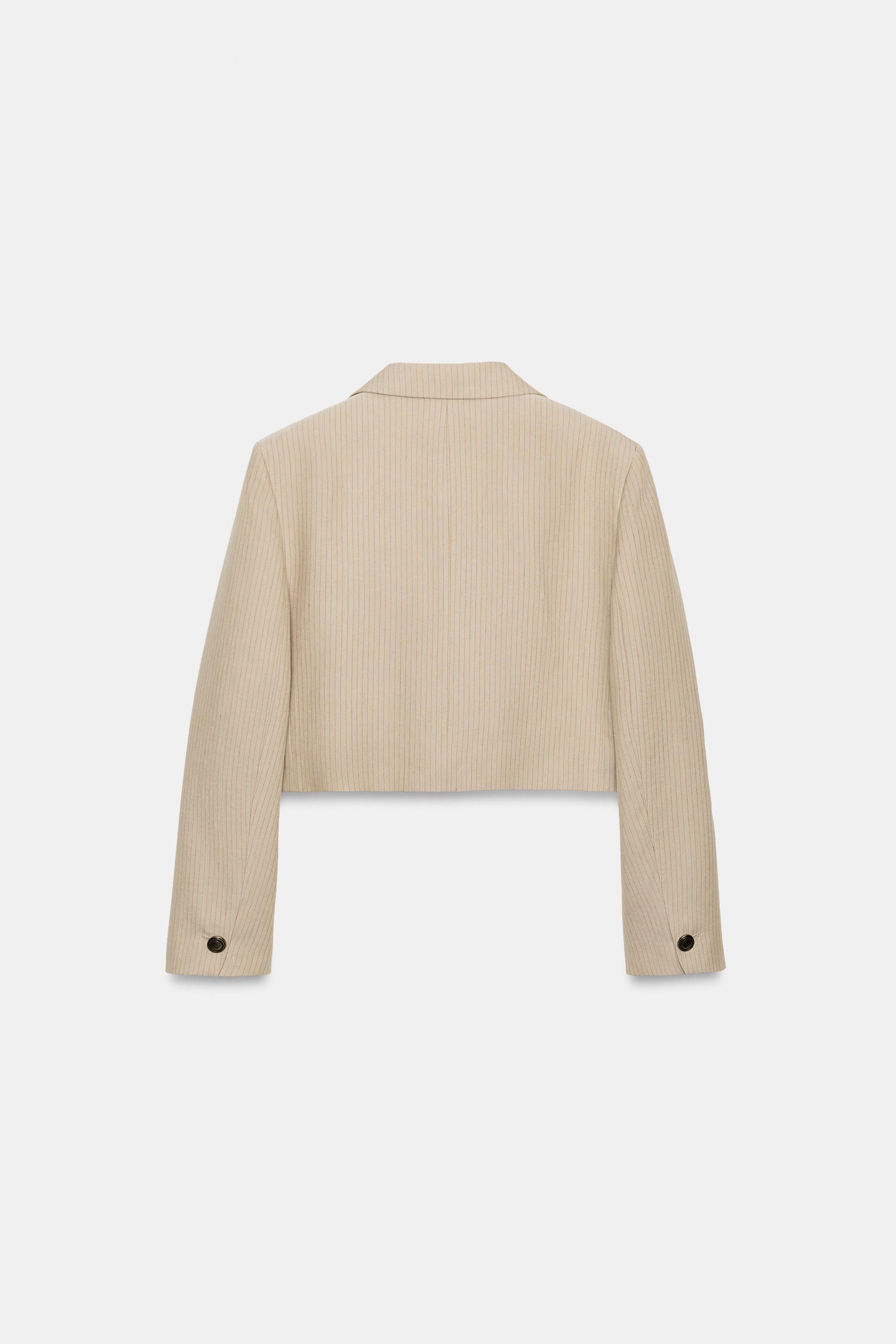 ZW COLLECTION STRIPED CROPPED BLAZER
