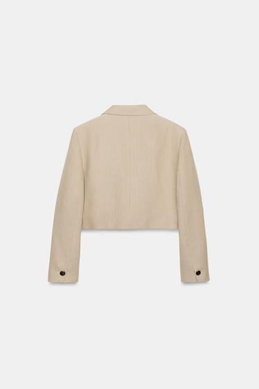 ZW COLLECTION STRIPED CROPPED BLAZER - Beige by Zara - Image 7