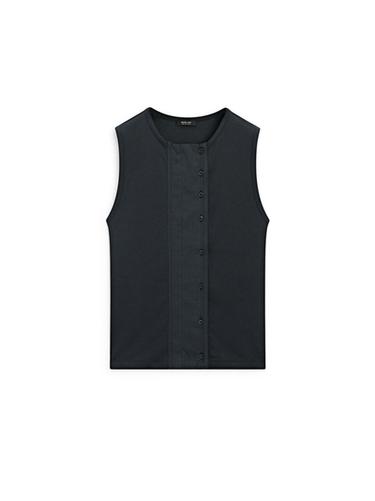 Zara Cotton blend top with placket detail - Navy blue