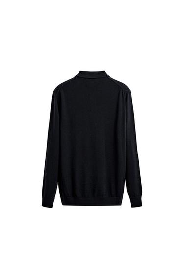 POLO EN MAILLE 100 % LAINE - Bleu marine de Zara