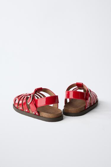 STUDDED CAGE SANDALS - Red by Zara - Image 4