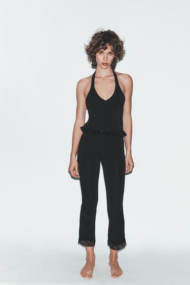 STRETCH MINI FLARE TROUSERS - Black by Zara