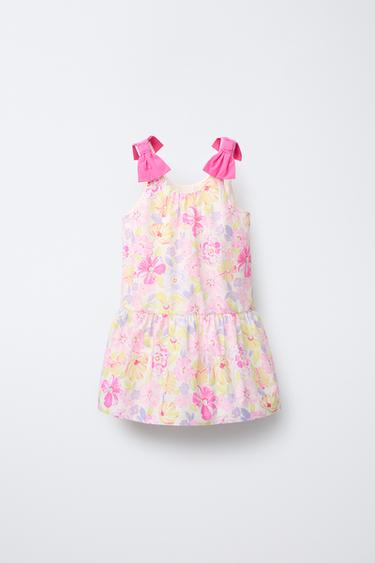 FLORAL DRESS WITH BOW - Pink by Zara - Image 0
