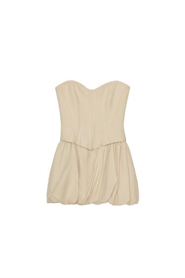 SHORT CORSETRY-INSPIRED DRESS - Beige by Zara