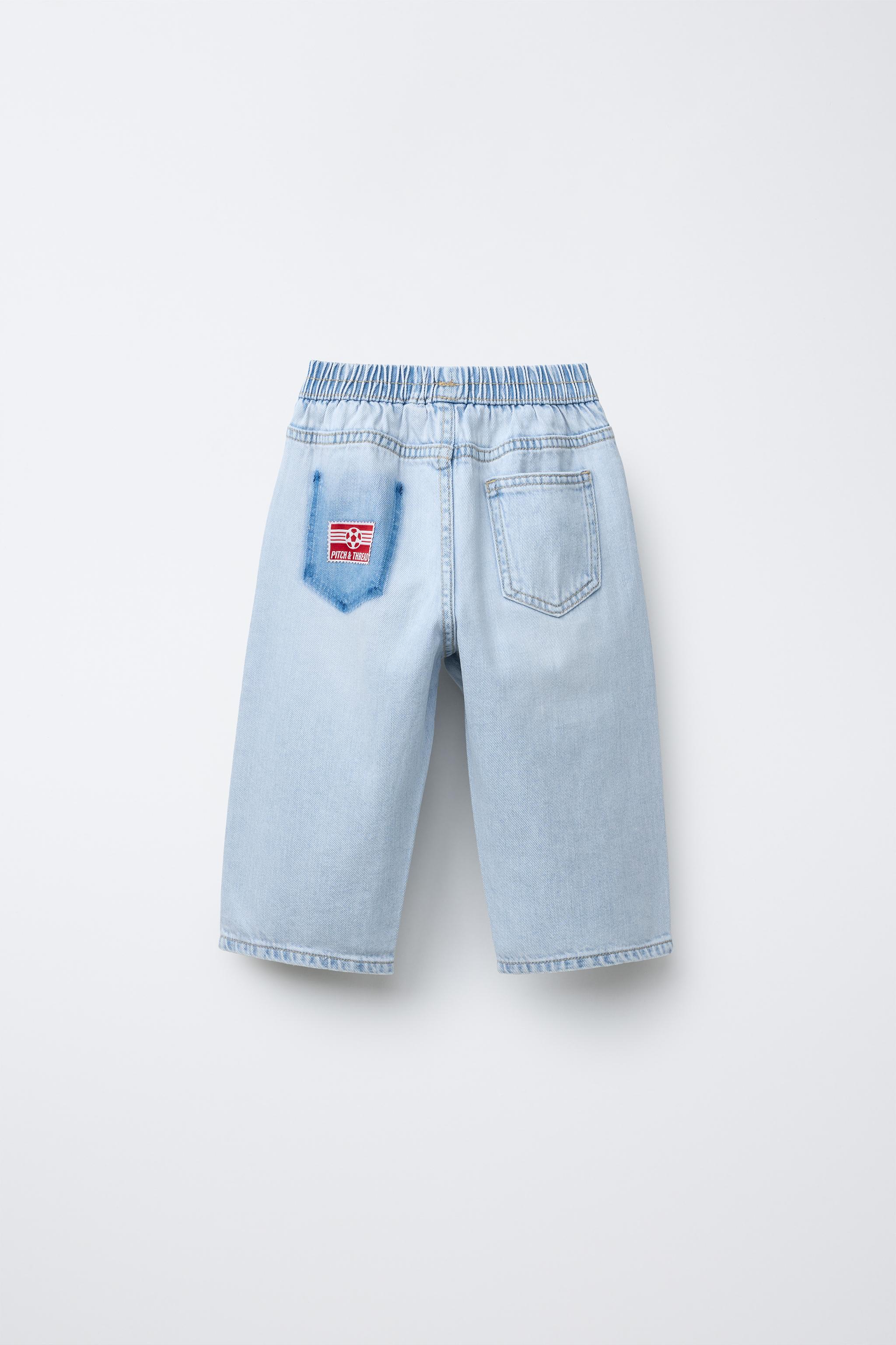PATCH WIDE LEG JEANS - Light blue | ZARA United States PATCH WIDE LEG JEANS - Light blue | ZARA United States
