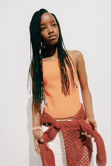 TOP VAN RIBTRICOT - Oranje van Zara