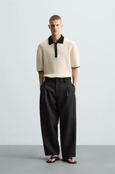 POLO DE MALHA COM TEXTURA EM CONTRASTE - Cru da Zara - Imagem 0
