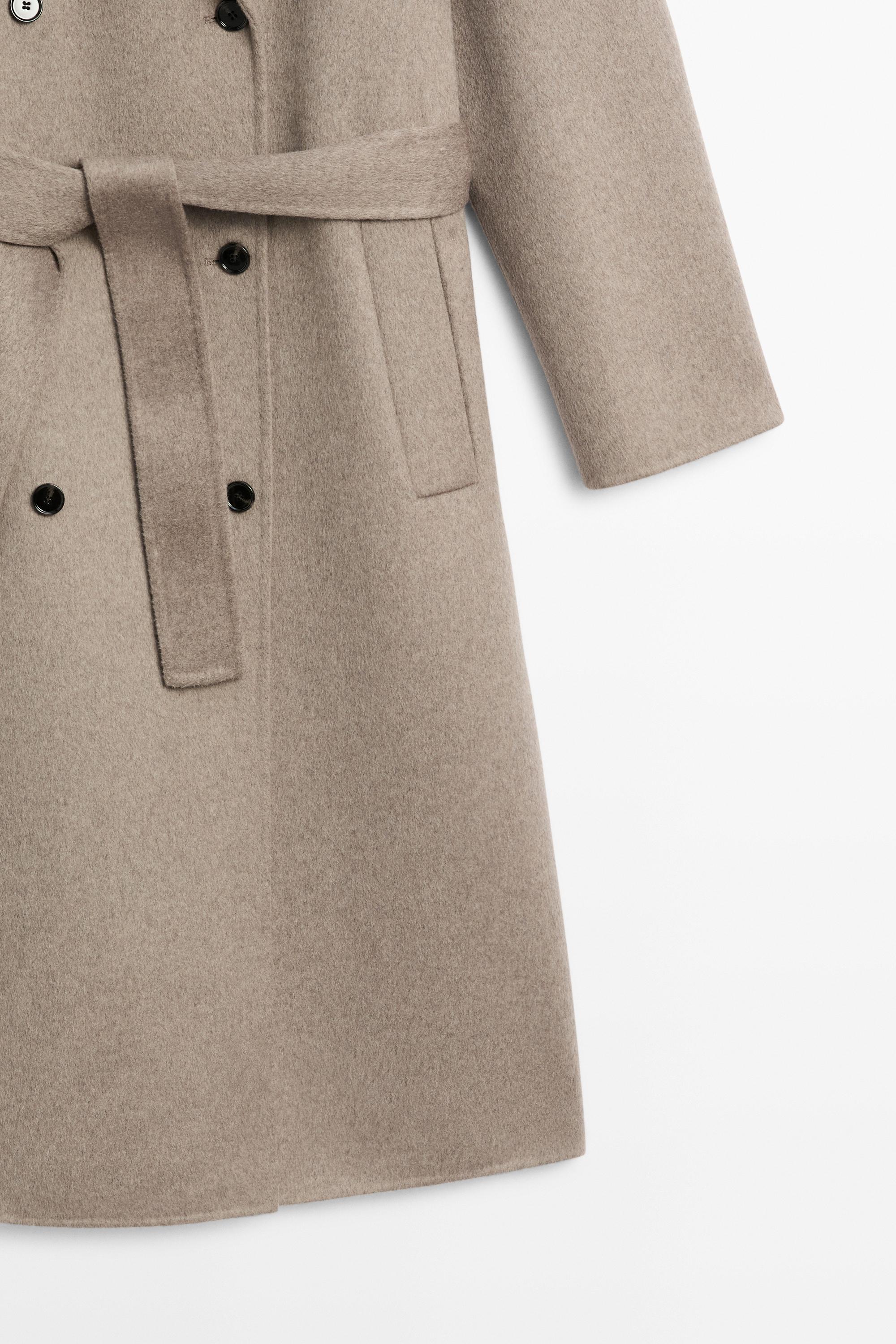Long wool blend trench coat